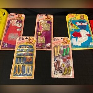 5 VTG Totsy Flair Accessories packs clothes/shoes/boots for Barbie & more! NOS